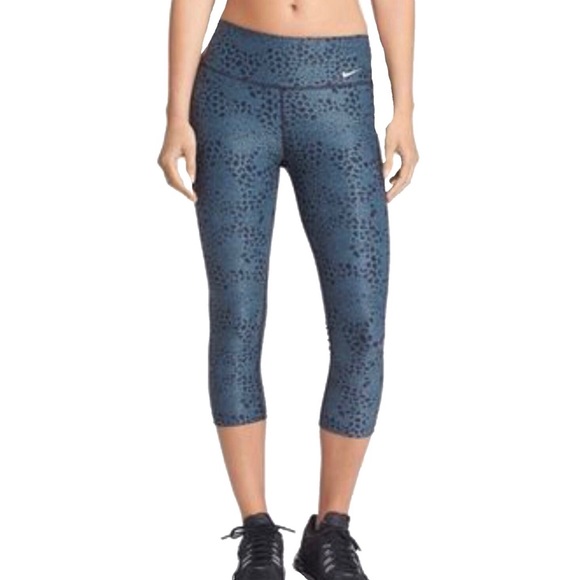 Nike Pants - Nike Legend Armory Blue Poly Print Capri Leggings